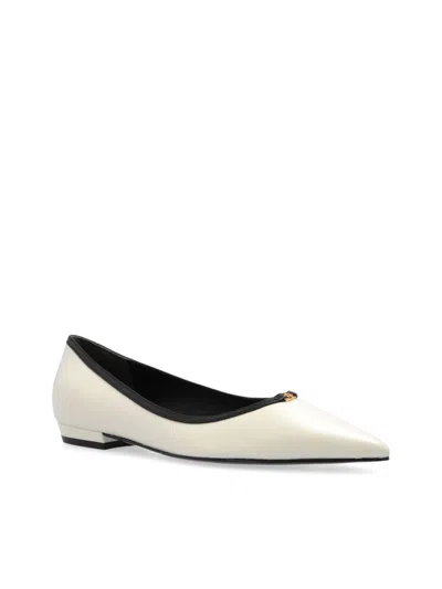 Tory Burch Double T Pointed-toe Flats In 白色