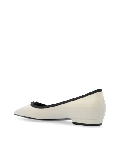 Tory Burch Double T Pointed-toe Flats In 白色