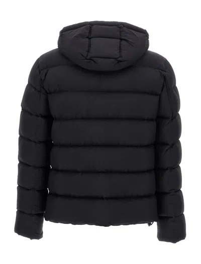Herno Quilted Hooded Down Jacket With Side Pockets In Black