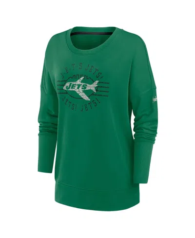 Nike Women's Green New York Jets Rewind Playback Icon Performance Pullover Sweatshirt In Green