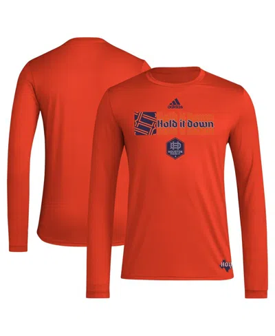 Adidas Originals Men's Orange Houston Dynamo Fc 2024 Jersey Hook Aeroready Long Sleeve T-shirt In Orange