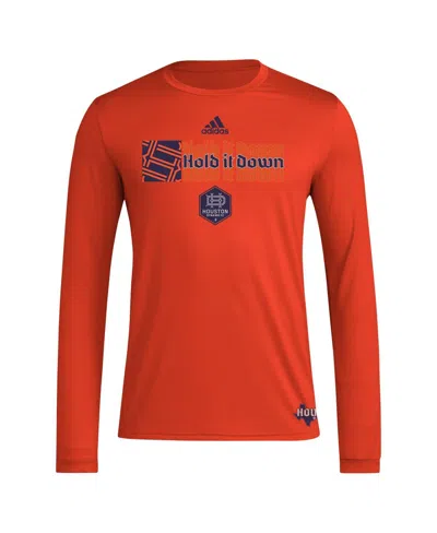 Adidas Originals Men's Orange Houston Dynamo Fc 2024 Jersey Hook Aeroready Long Sleeve T-shirt In Orange