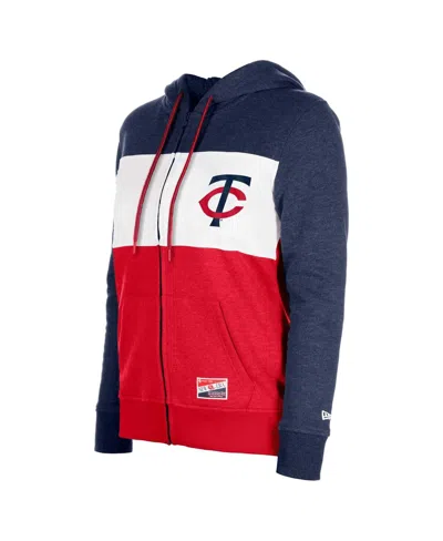 New Era Women's Navy Minnesota Twins Color Block Full-zip Hoodie Jacket In Navy