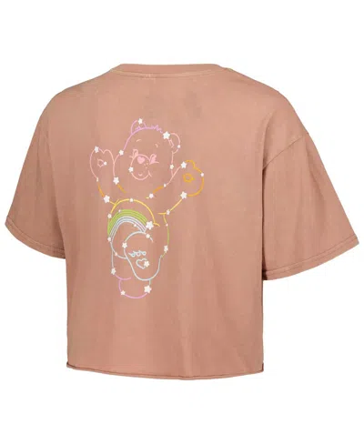 Mad Engine Women's Coral Care Bears Cheer Bear Constellation Cropped T-shirt In Coral
