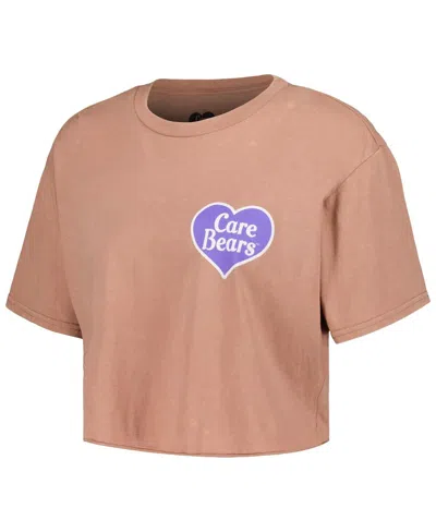 Mad Engine Women's Coral Care Bears Cheer Bear Constellation Cropped T-shirt In Coral