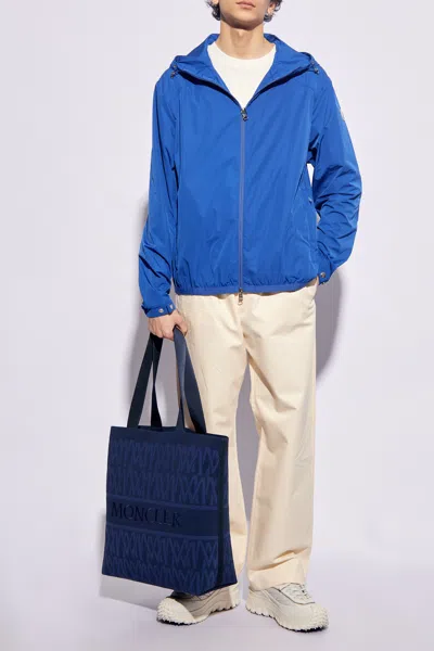 Moncler Clapier Printed Rain Jacket In Blue