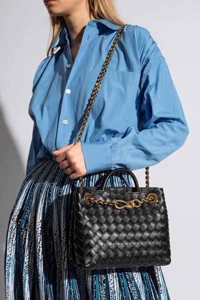 Bottega Veneta Womens Black-m Brass-black Andiamo Leather Top-handle Bag