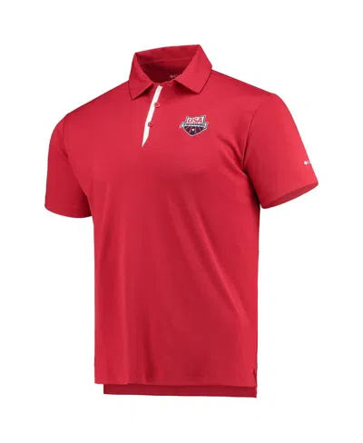 Columbia Men's Red Usa Swimming Swim Team Sand Save Polo Shirt In Red