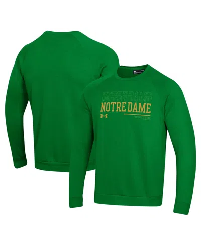 Under Armour Men's Green Notre Dame Fighting Irish 2024/25 Sideline Wordmark Rival Raglan Pullover Sweatshirt In Green
