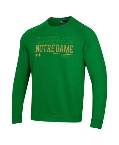 Under Armour Men's Green Notre Dame Fighting Irish 2024/25 Sideline Wordmark Rival Raglan Pullover Sweatshirt In Green