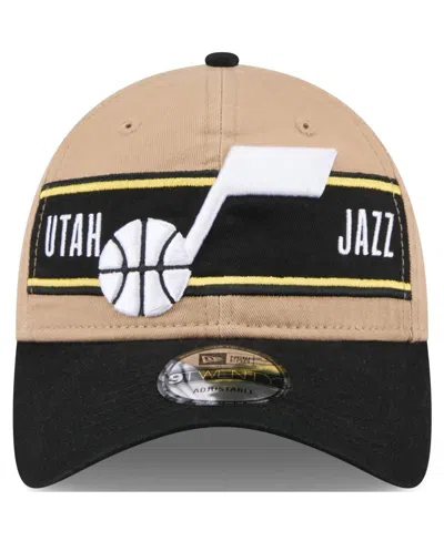 New Era Men's Tan/black Utah Jazz 2024 Nba Draft 9twenty Adjustable Hat In Tan Black