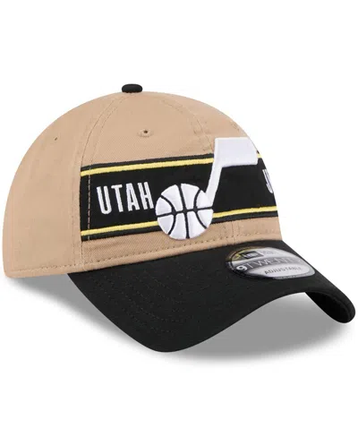 New Era Men's Tan/black Utah Jazz 2024 Nba Draft 9twenty Adjustable Hat In Tan Black