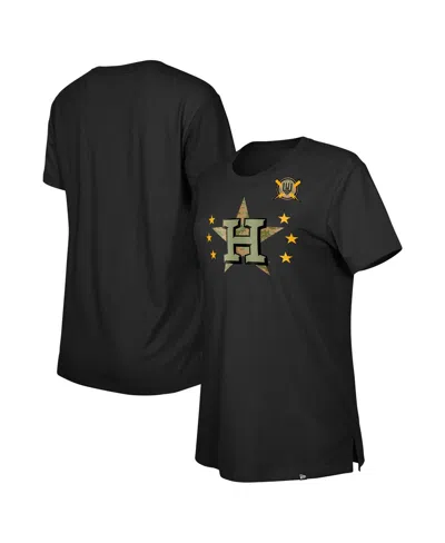 NEW ERA WOMEN'S BLACK HOUSTON ASTROS ARMED FORCES DAY T-SHIRT 