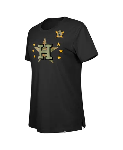 New Era Women's Black Houston Astros Armed Forces Day T-shirt In Black