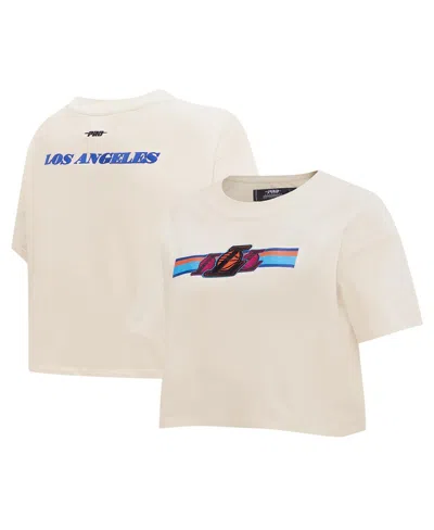 Pro Standard Women's Cream Los Angeles Lakers Retro Striper Sj Cropped Boxy T-shirt In Cream