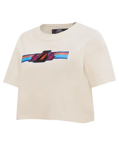 Pro Standard Women's Cream Los Angeles Lakers Retro Striper Sj Cropped Boxy T-shirt In Cream