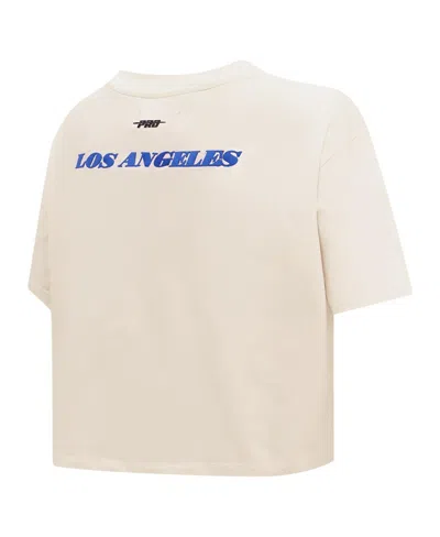 Pro Standard Women's Cream Los Angeles Lakers Retro Striper Sj Cropped Boxy T-shirt In Cream