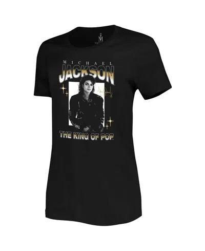Ripple Junction Women's Black Michael Jackson The King Of Pop T-shirt In Black Whit