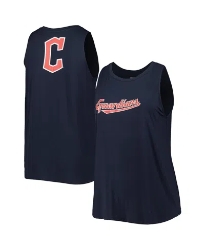 New Era Women's Navy Cleveland Guardians Plus Size Tank Top In Navy