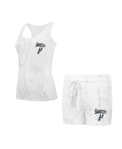 Concepts Sport Women's White San Antonio Spurs Quartz Tank Top Shorts Set In White,gray