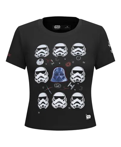 Freeze Max Women's Black Star Wars Babydoll Cropped T-shirt In Black