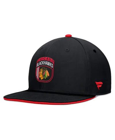 Fanatics Men's Black Chicago Blackhawks 2024 Nhl Draft Snapback Hat In Black,red
