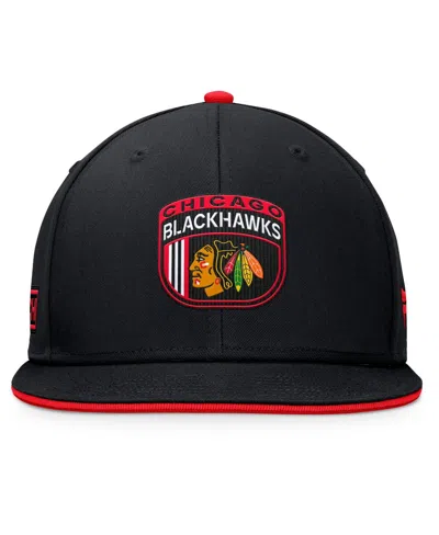 Fanatics Men's Black Chicago Blackhawks 2024 Nhl Draft Snapback Hat In Black,red