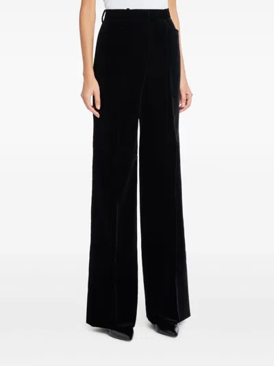 Tom Ford High-waist Wide-leg Velvet Trousers In Black