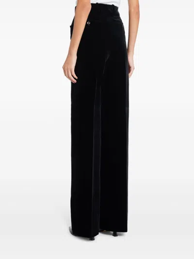 Tom Ford High-waist Wide-leg Velvet Trousers In Black