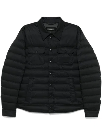 Shop Dolce & Gabbana Logo-patch Puffer Jacket In Black