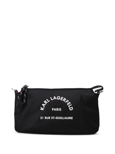 Karl Lagerfeld Rubberised-logo Cross Body Bag In Black