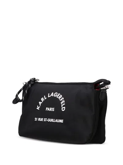 Karl Lagerfeld Rubberised-logo Cross Body Bag In Black