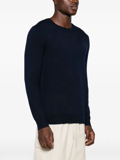 Polo Ralph Lauren Wool Slim Fit Sweater With Logo Embroidery In Blue