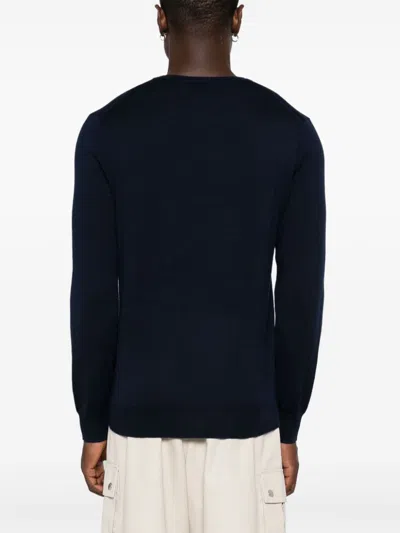 Polo Ralph Lauren Wool Slim Fit Sweater With Logo Embroidery In Blue