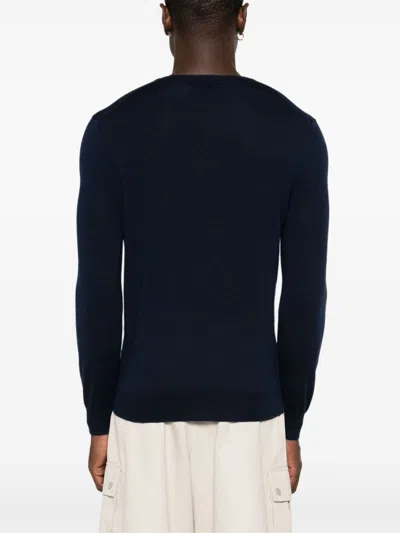 Polo Ralph Lauren Wool Slim Fit Sweater With Logo Embroidery In Blue