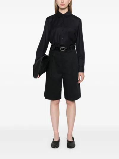 Theory Long-sleeved Wool Shirt In Blue