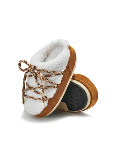 Moon Boot Faux-fur Flat Slippers In Brown