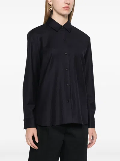 Theory Long-sleeved Wool Shirt In Blue