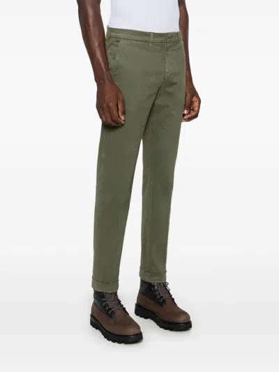 Fay Men Slim Fit Gabardine Trousers In Green