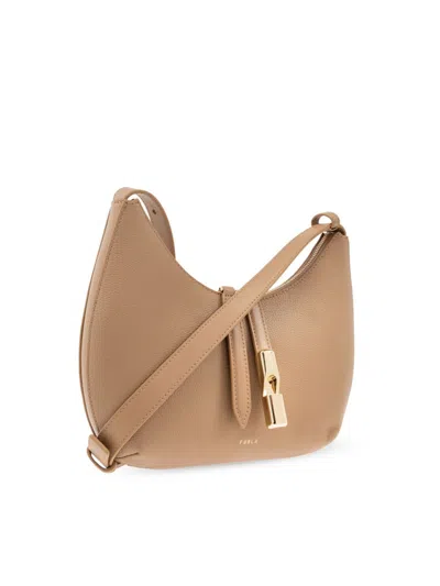 Furla Goccia S Zipped Shoulder Bag In Brown