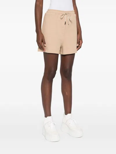 Fendi Sequin Embellished High-waisted Cotton Shorts In Brown