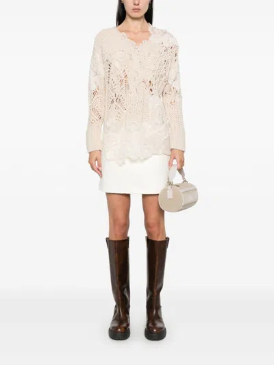 Ermanno Scervino Wool Mini Skirt In Neutrals