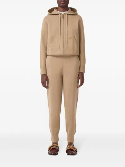 Burberry Monogram Motif Wool Cashmere Blend Jogging Pants In Neutrals