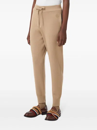 Burberry Monogram Motif Wool Cashmere Blend Jogging Pants In Neutrals