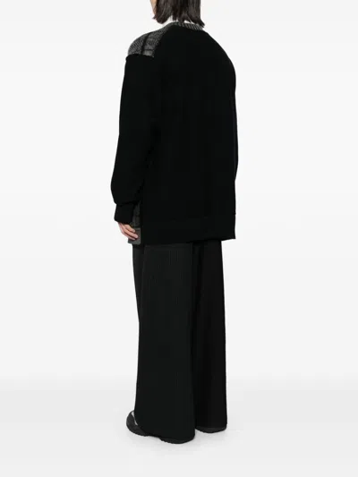 Shop Yohji Yamamoto Contrast-panel Cardigan In Black