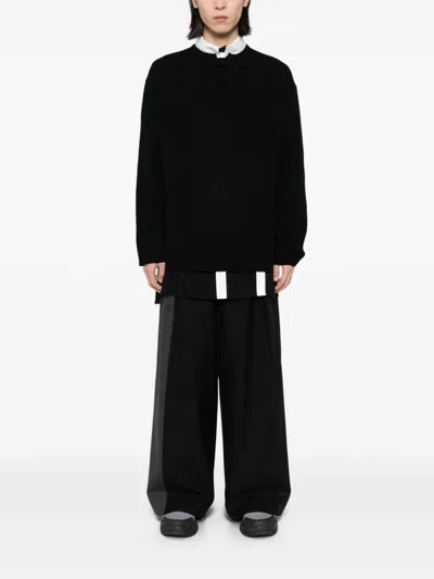 Yohji Yamamoto Button Up Wool Jumper In Black