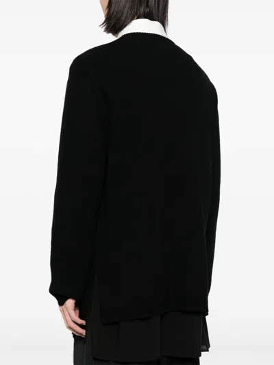 Yohji Yamamoto Button Up Wool Jumper In Black