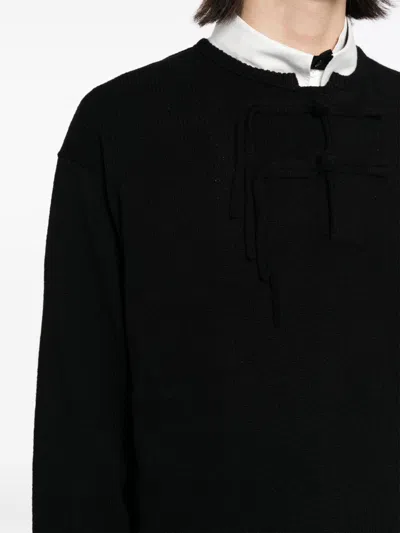 Yohji Yamamoto Button Up Wool Jumper In Black