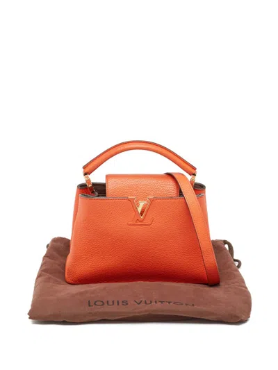 Pre-owned Louis Vuitton 2015 Capucines Bb Two-way Handbag In Orange