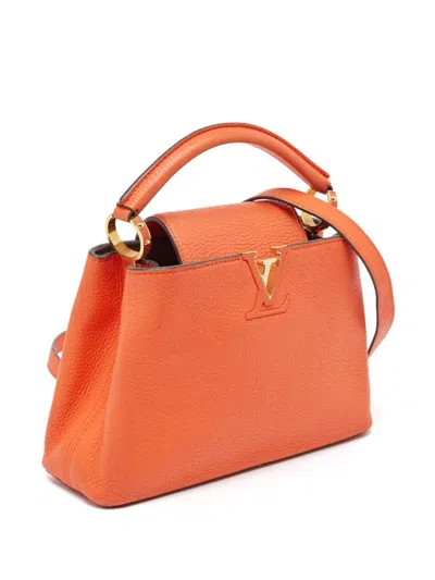 Pre-owned Louis Vuitton 2015 Capucines Bb Two-way Handbag In Orange